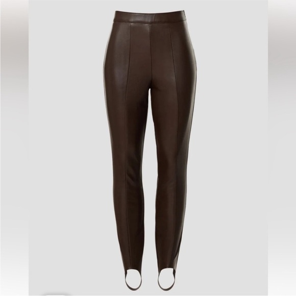 AFRM Sydney dark brown pleather stirrup leggings pants size XS - Picture 3 of 7